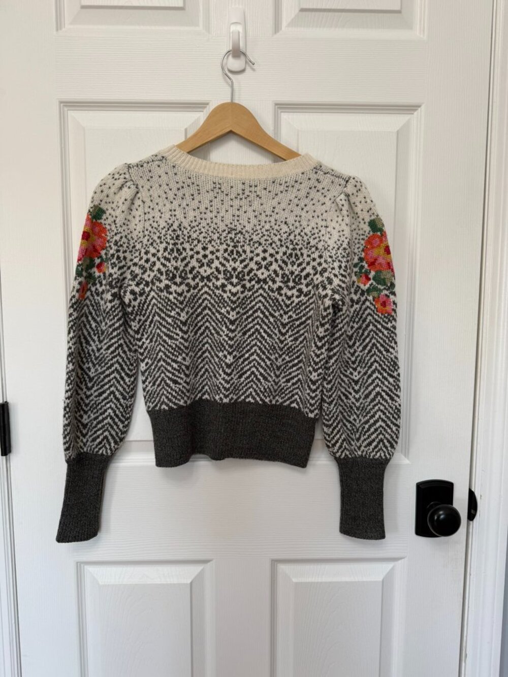 Anthropologie Karolina Floral Embroidered Wool Blend Sweater Petite S - Picture 6 of 12